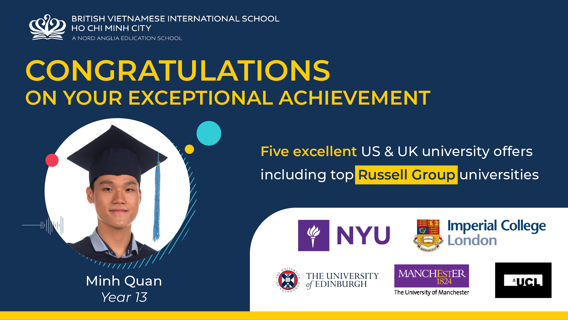 Minh Quan, a Year 13 student, receives 5 prestigious university offers from top universities in the UK and US - Minh Quan Year 13 student receives 5 prestigious university offers from top universities in UK US