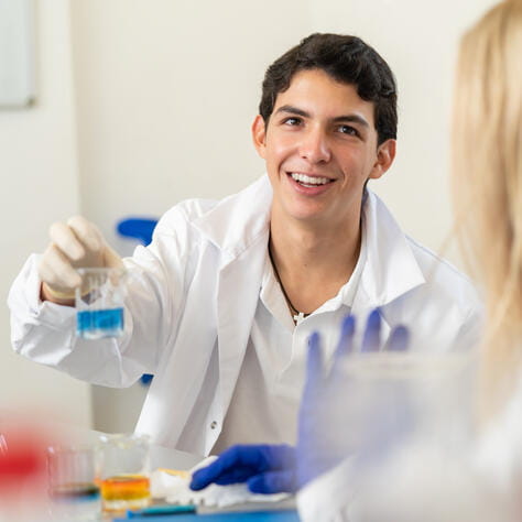 student in science class at nord anglia Swiss Maturité curriculum school