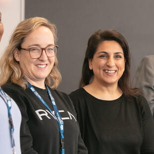 School staff standing together