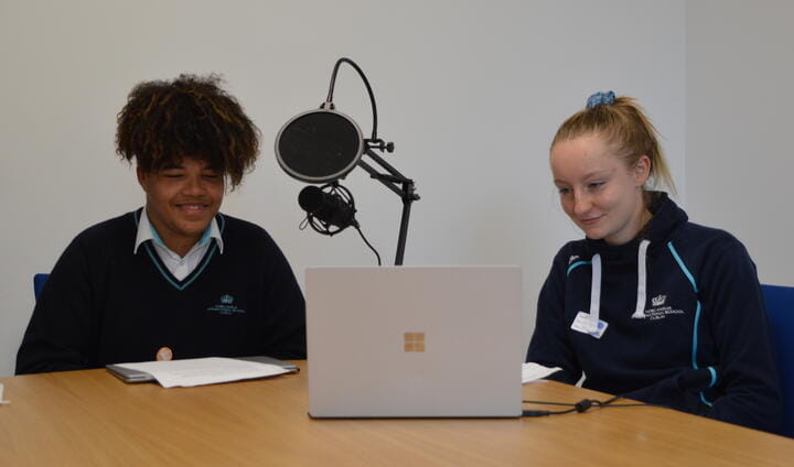Students hosting A Little Bit of Genius podcast