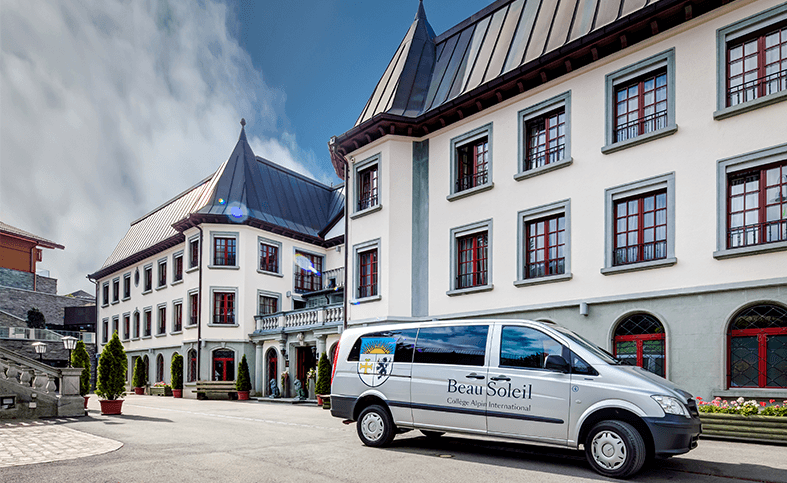 Building with van and blue sky