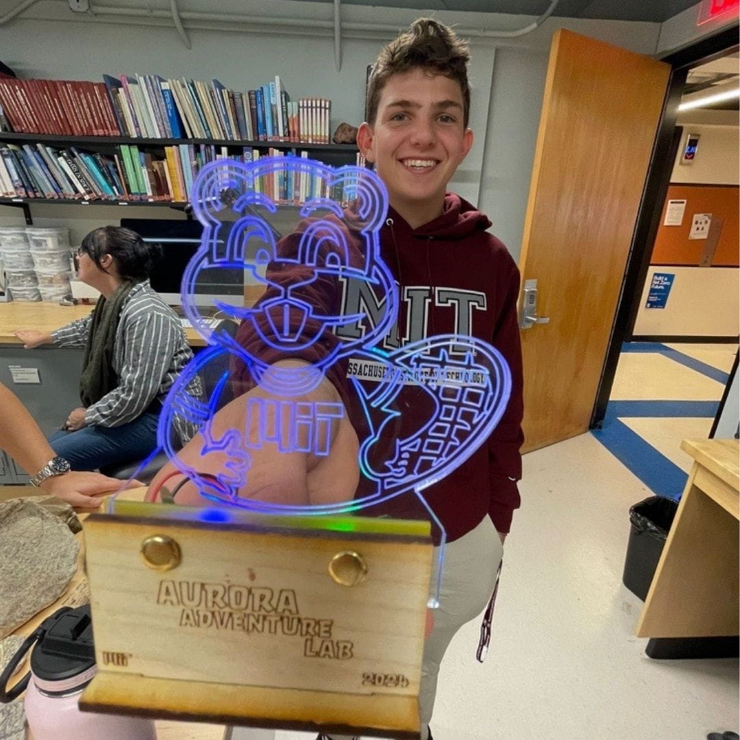 Student presenting work