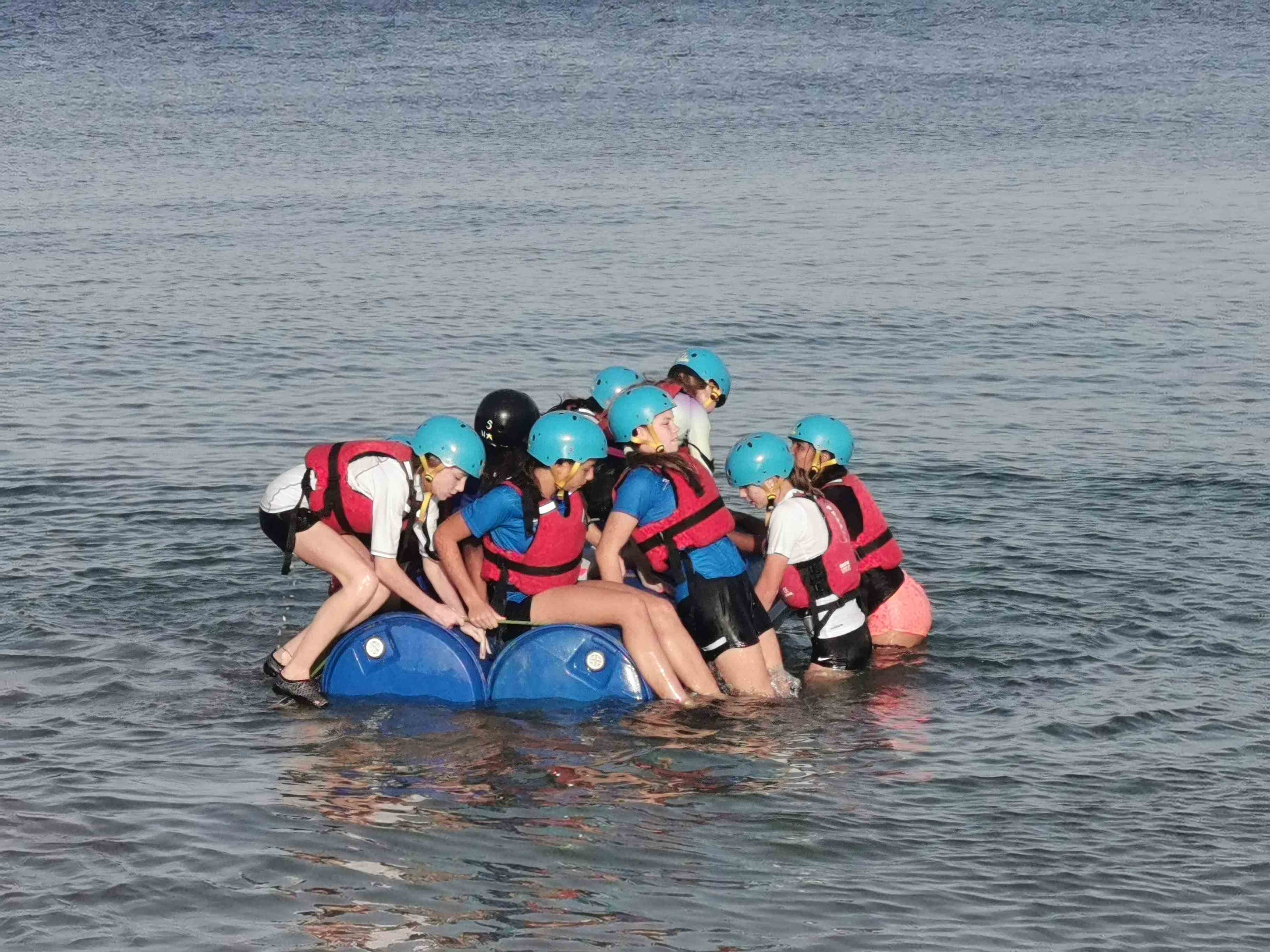 Students on a raft in Dibba