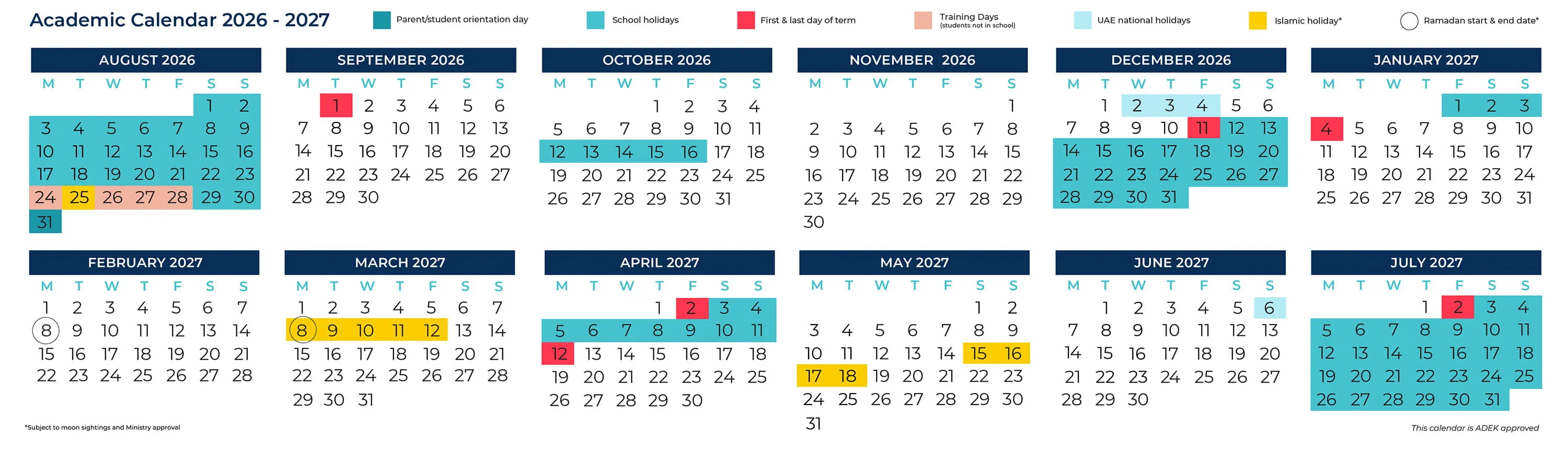 BISAD Academic Calendar 2026 2027 2026-27 calendar