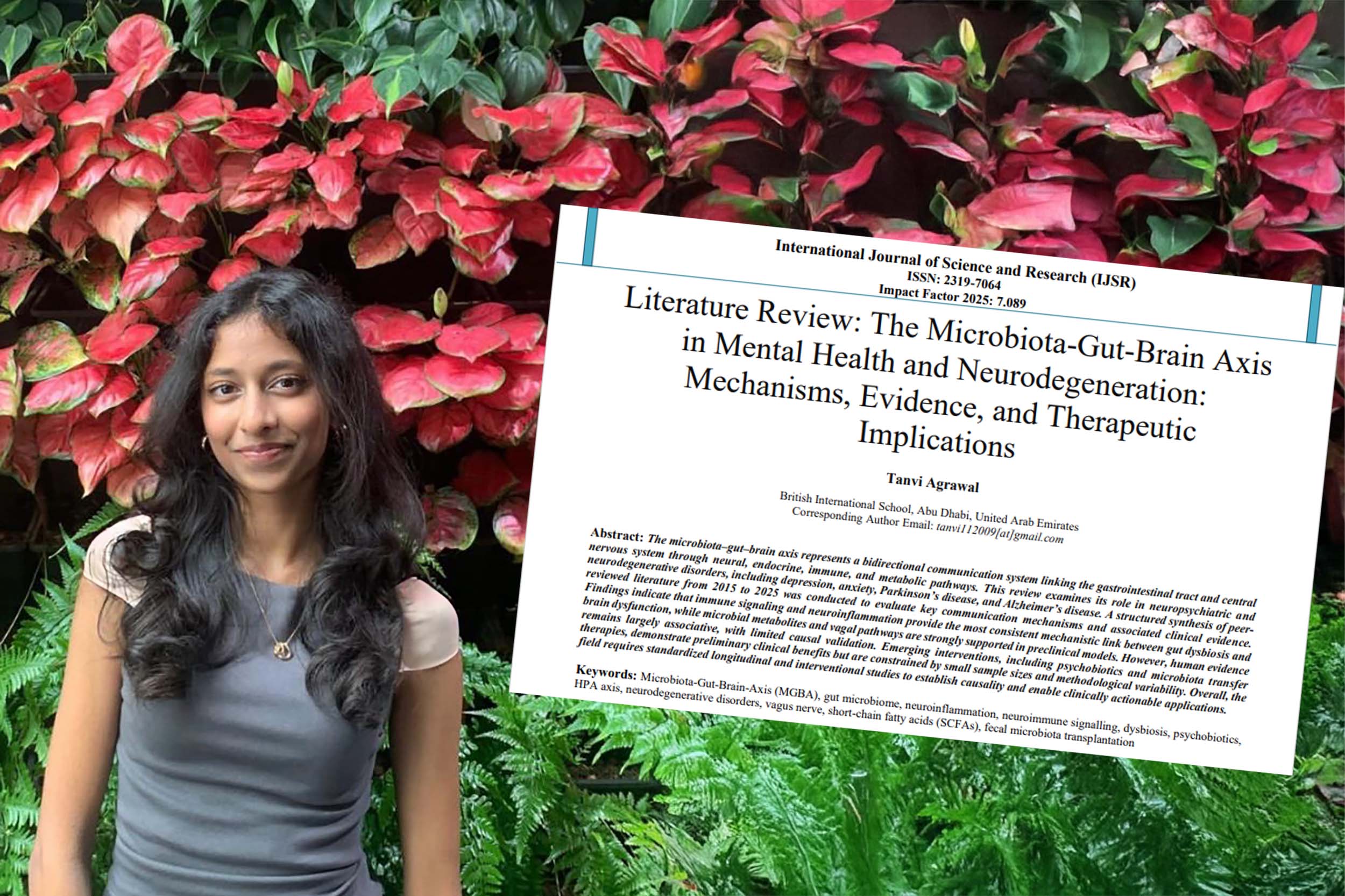 Year 12 British International School Abu Dhabi Student Tanvi Published in IJSR for Microbiota‑Gut‑Brain Research Year 12 British International School Abu Dhabi Student Tanvi Published in IJSR for Microbiota‑Gut‑Brain Research