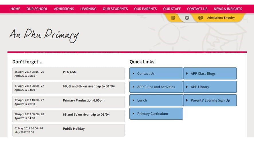 Dates on web