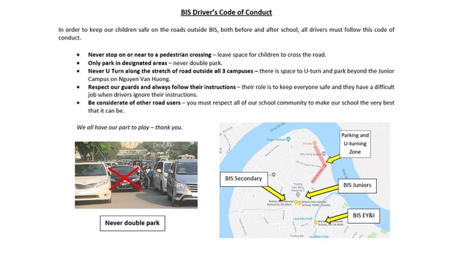 Ms Deirdre Grimshaw: Weekly Update 13/09/2019 | BIS HCMC-ms-deirdre-grimshaw-weekly-update-13-09-2019-Drivers Code of Conduct