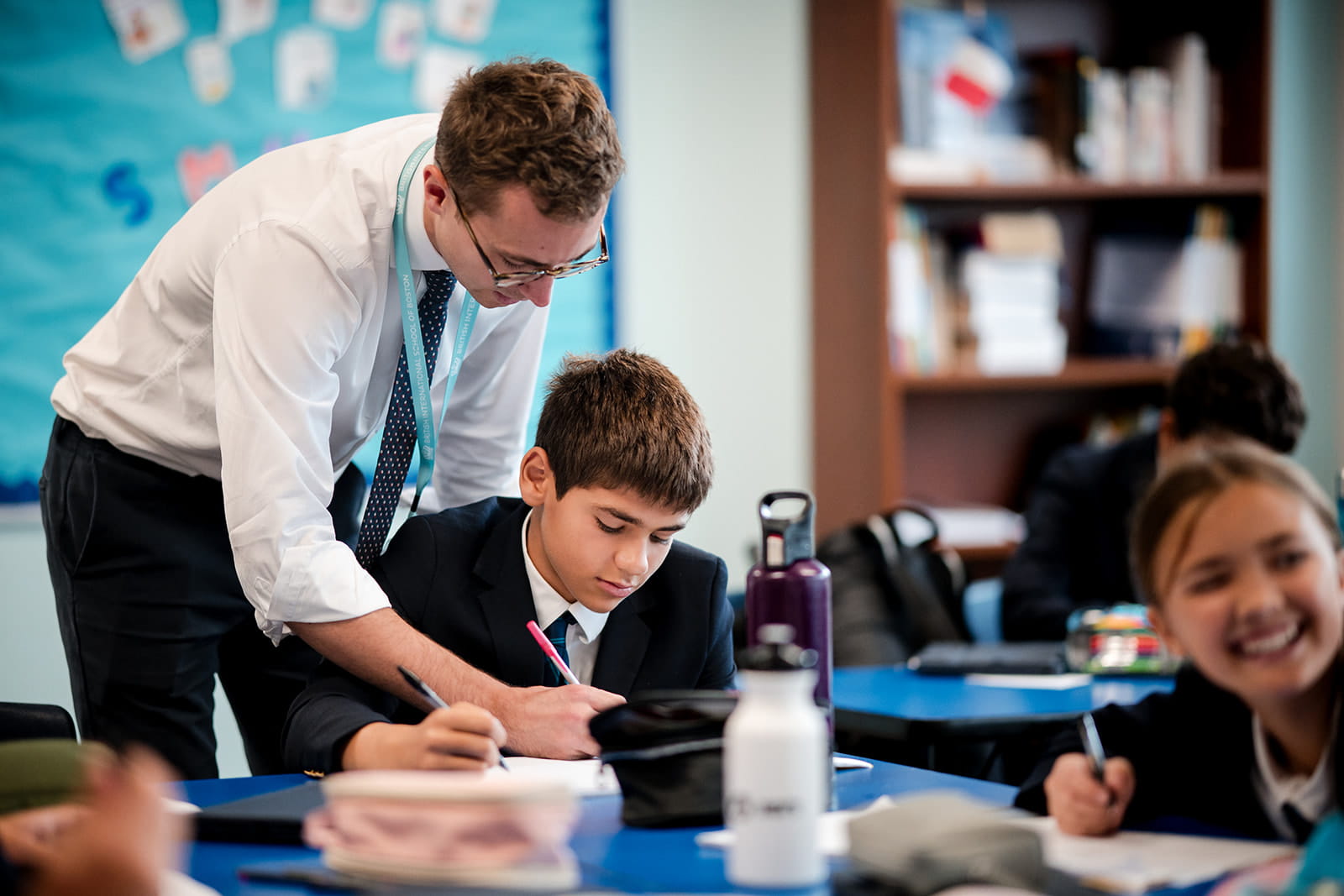 Teacher with students