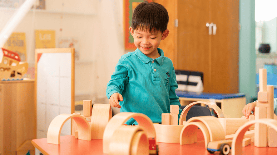 Boy playing with blocks