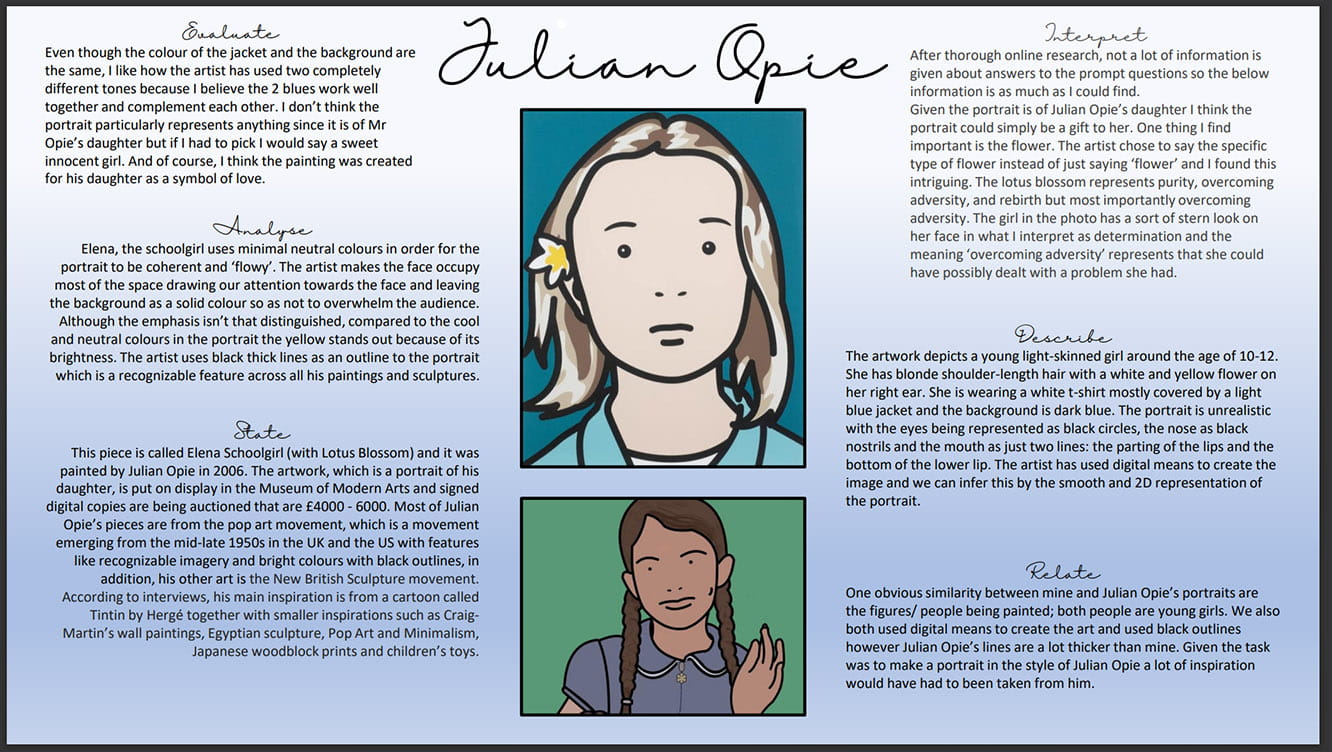 Year 9 Digital Portraits in the Style of Julian Opie - Carousel For News Detail