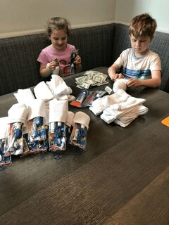children making packages