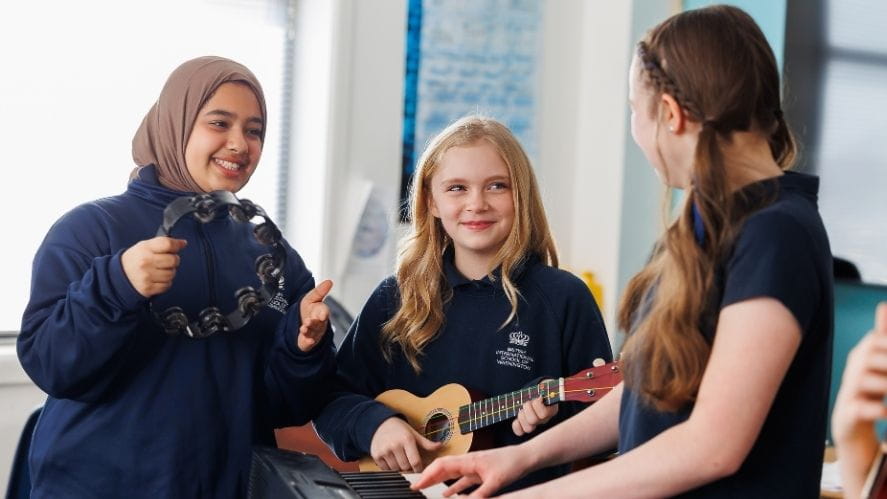 Students playing instruments