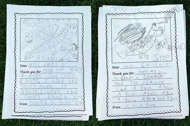 Year 1 Lions Sharing Thank You Cards with Miss Emily Gravett | BSB Sanlitun - Thank You Cards