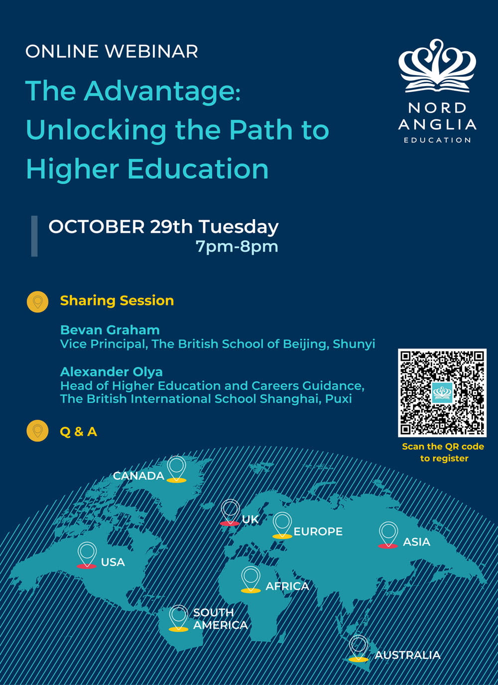 在线讲座 ｜ Nord Anglia教育专家分享升学之道 10月29日 - Join Online Webinar The Advantage Unlocking the Path to Higher Education 29th October