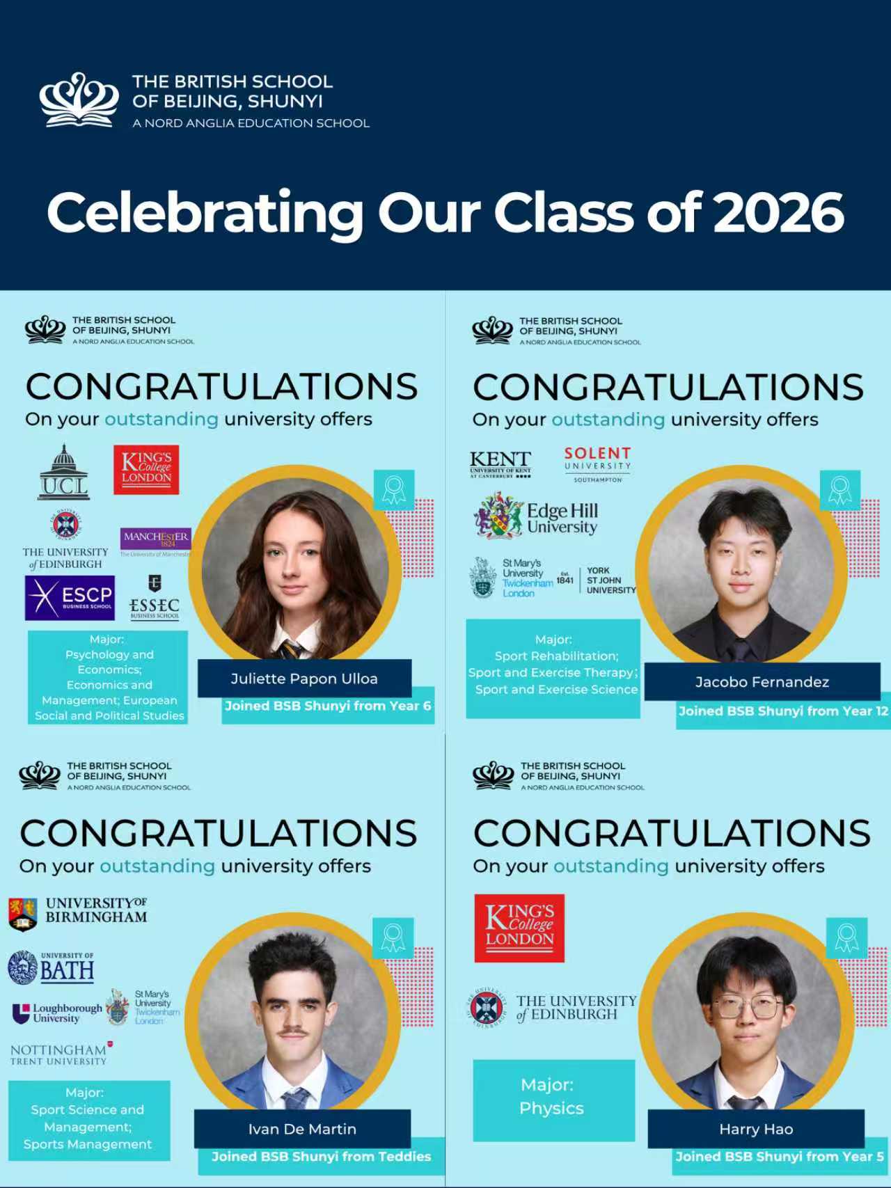 北京英国学校顺义校区卓越佳绩：IBDP平均分超出全球平均5.39分！ - Celebrating Exceptional IBDP Results at BSB Shunyi