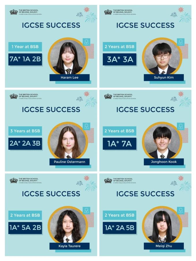 Congratulations to our outstanding IGCSE achievers at BSB Shunyi! - Congratulations to our outstanding IGCSE achievers at BSB Shunyi
