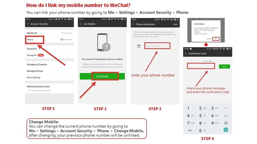 How do I link my mobile number to Wechat
