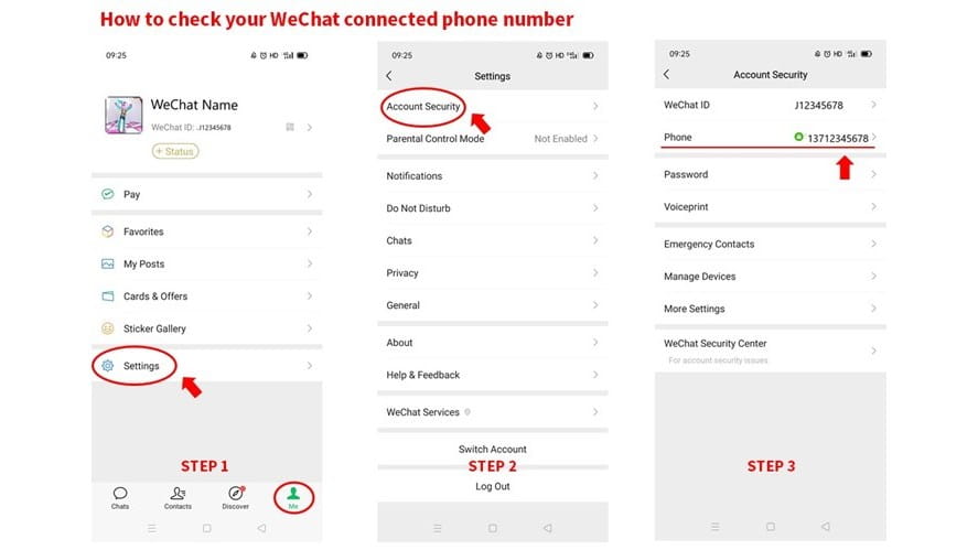 How to check your Wechat connected phone number