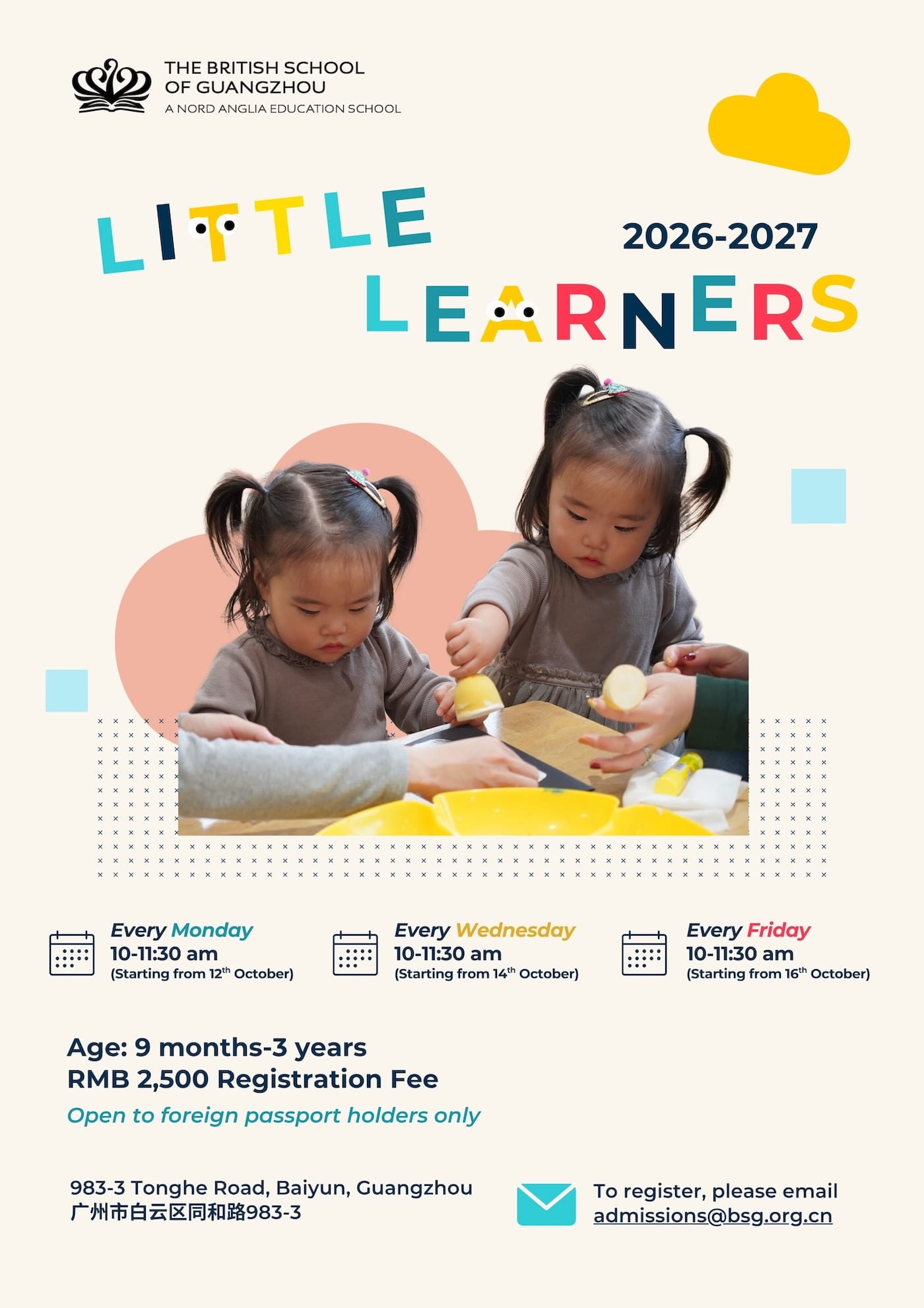 BSG Little Learners Programme Resumes on 12th October 2026! - little learners