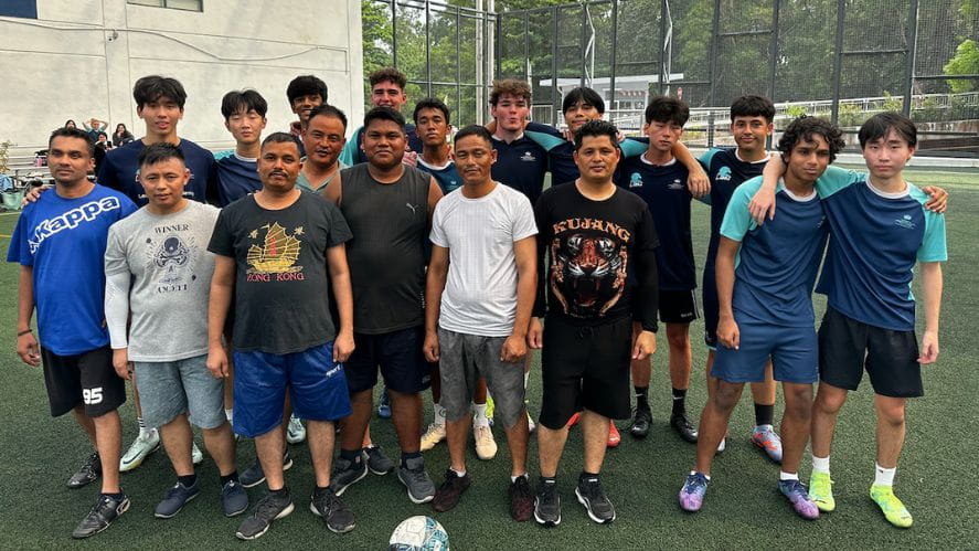 Sixth Formers and guards' heart-warming football friendly - Students and guards football game