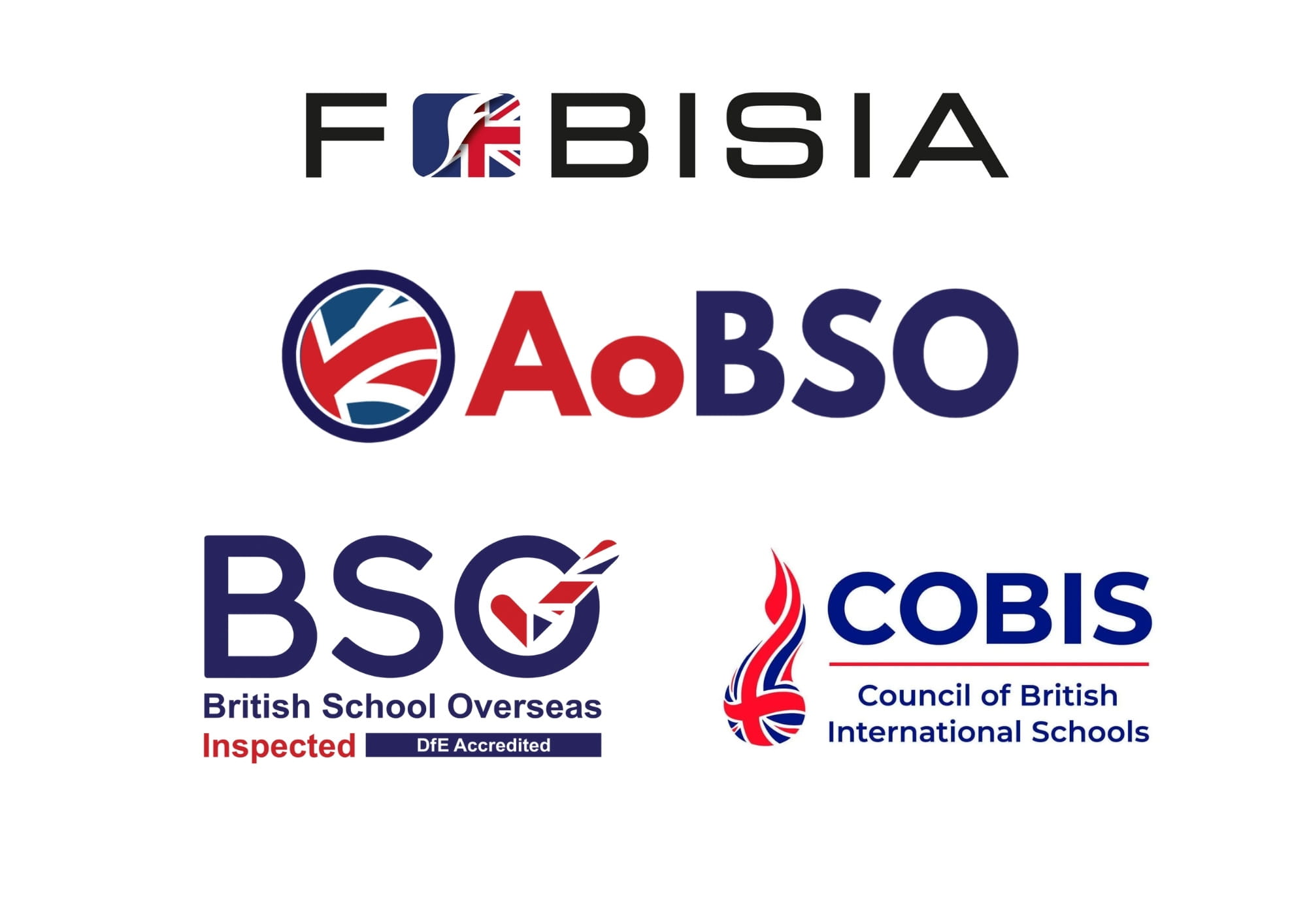 COBIS, BSO, FOBISIA, and AoBSO accreditation logos representing The British School of Tashkent’s international recognition.”
