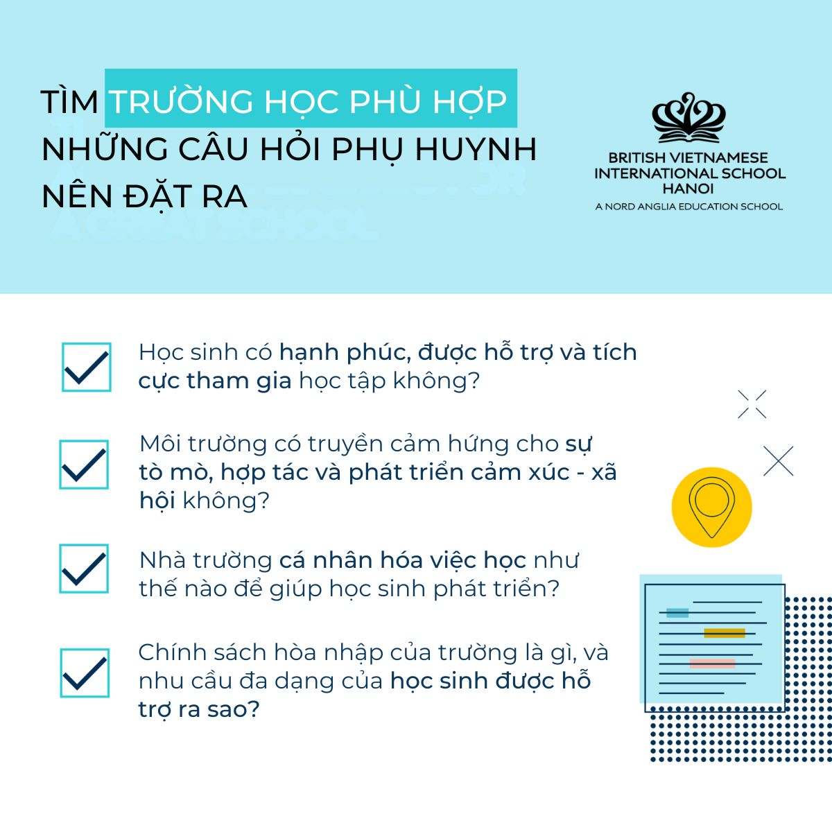 Tìm trường học phù hợp: Những câu hỏi phụ huynh nên đặt ra - The Right Questions to Ask When Looking for a Good School