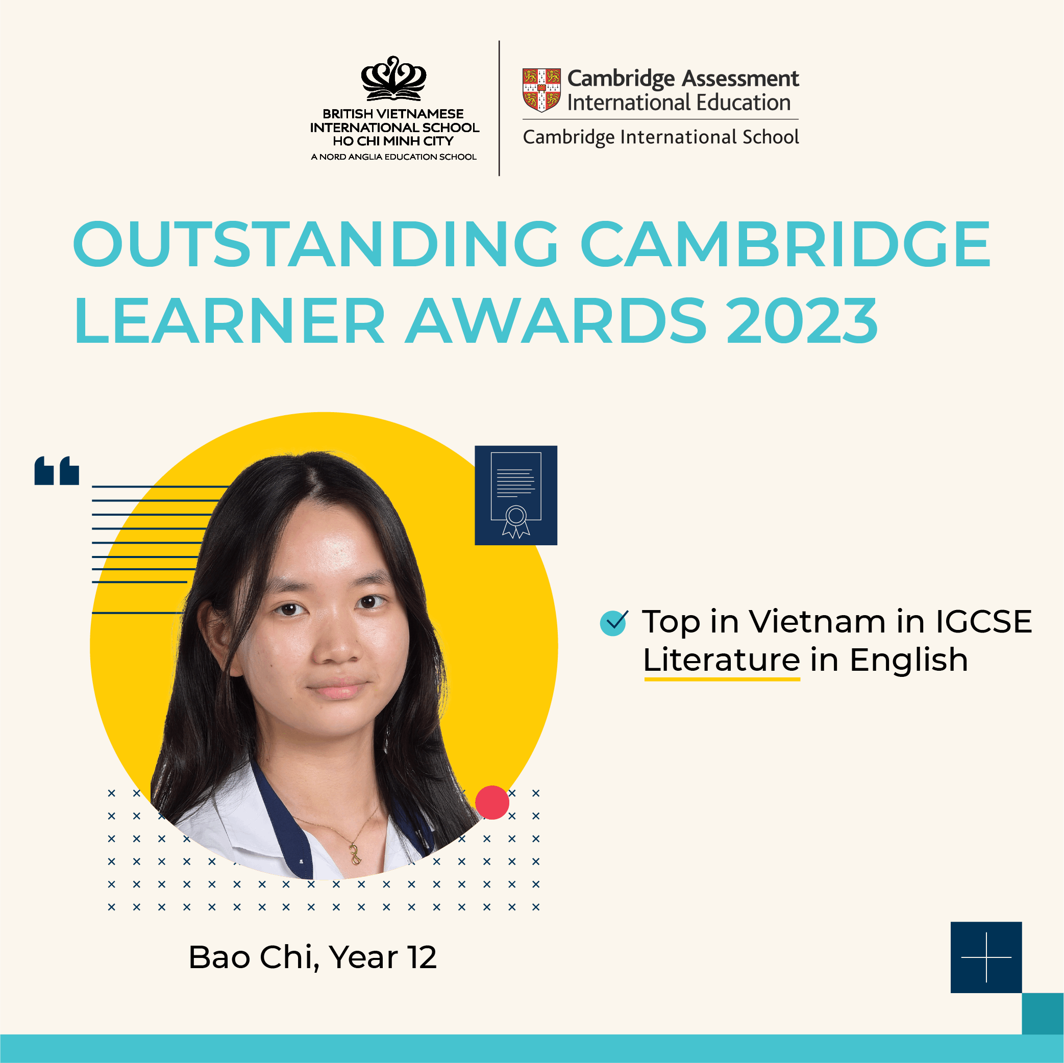 BVIS students achieved the Outstanding Cambridge Learner Awards with the top in Vietnam results - Carousel For News Detail