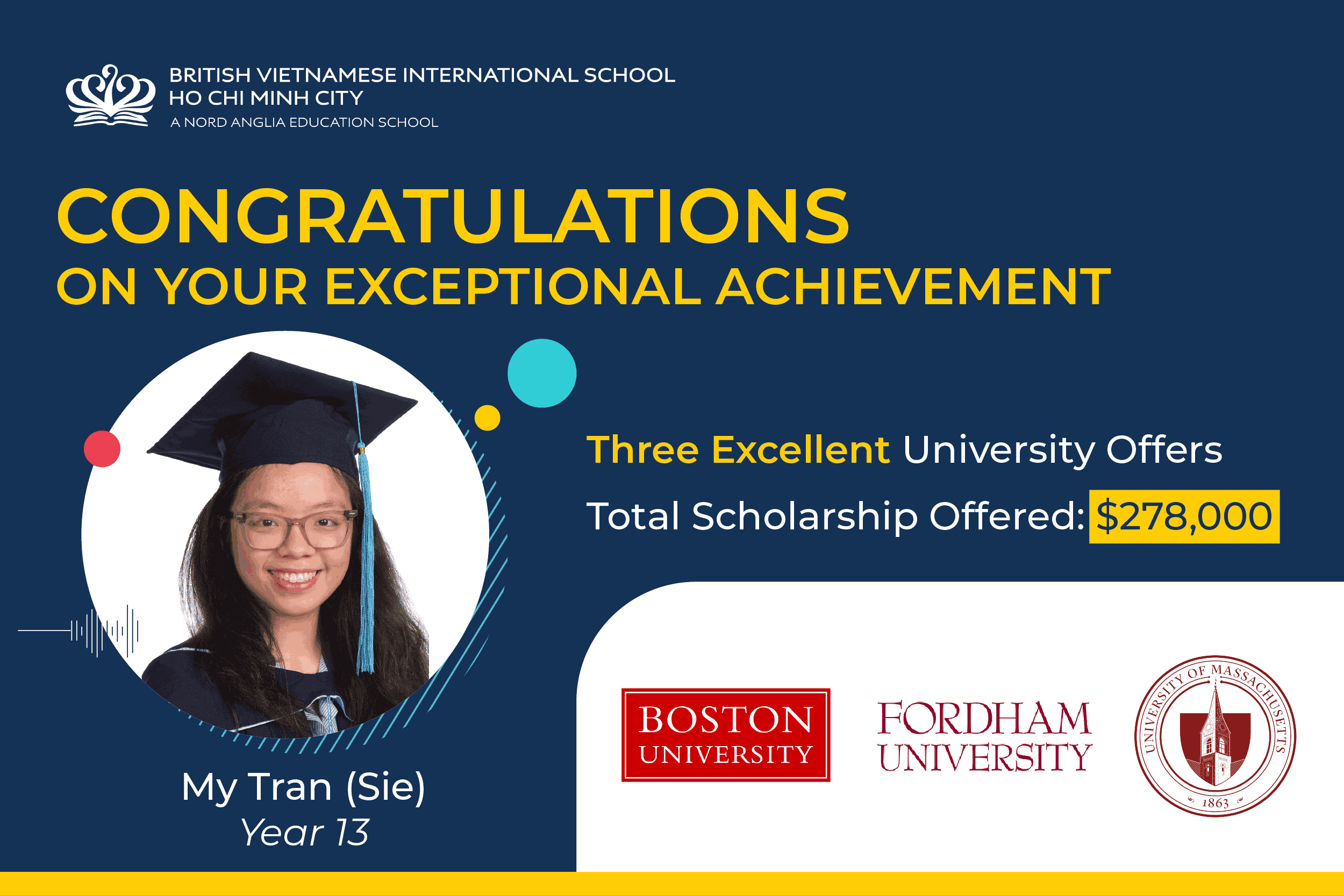 My Tran, Academic Year 2023: Outstanding Success with Admissions to Three American Universities and Over 6.9 Billion VND in Scholarships  - My Tran Academic Year 2023 Outstanding Success with Admissions to Three American Universities