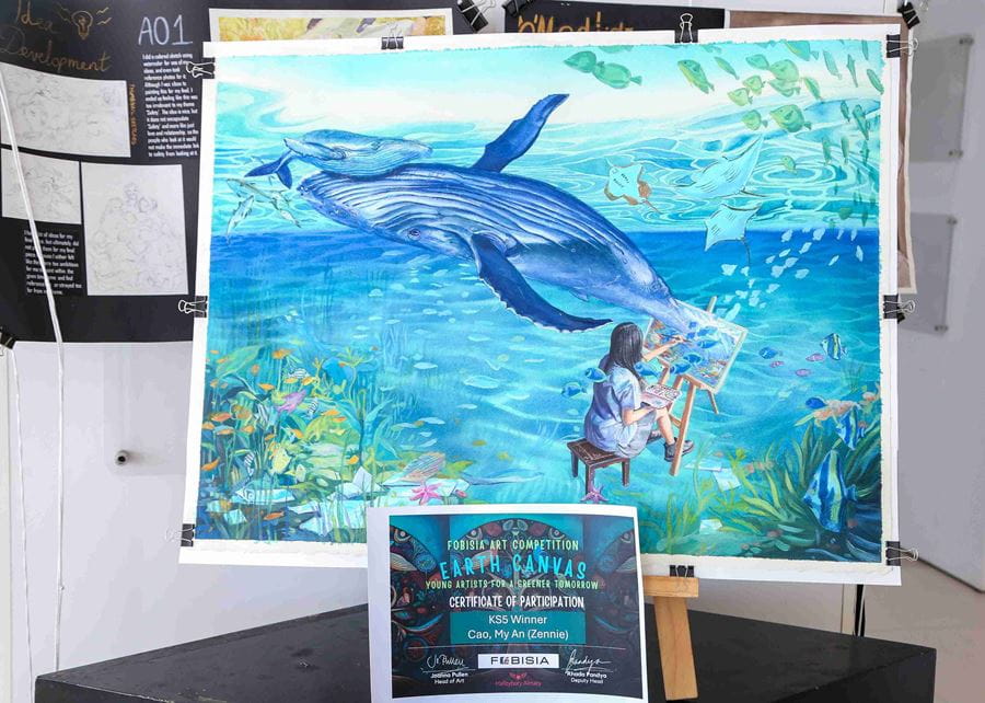 Congratulations to My Anh (Zennie), Year 13, for Winning First Place in the KS5 Category (17-18 Years Old) at the FOBISIA Art Competition 2025! - Congratulations to Zennie Year 13 for Winning First Place at the FOBISIA Art Competition 2025