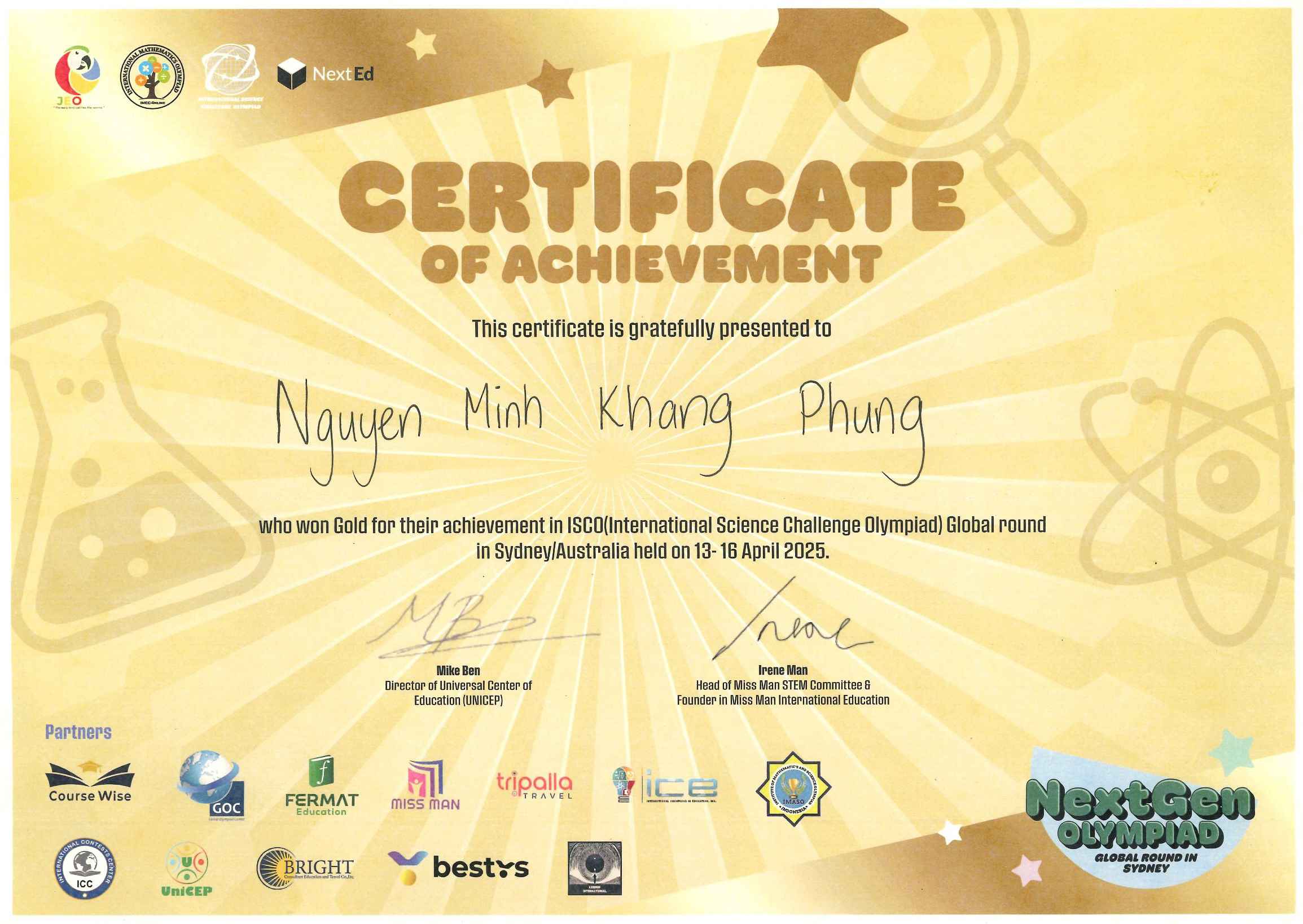 Congratulations to Minh Khang Leo Year 9 Student for His Outstanding Science Achievement - Congratulations to Minh Khang Leo Year 9 Student for His Outstanding Science Achievement