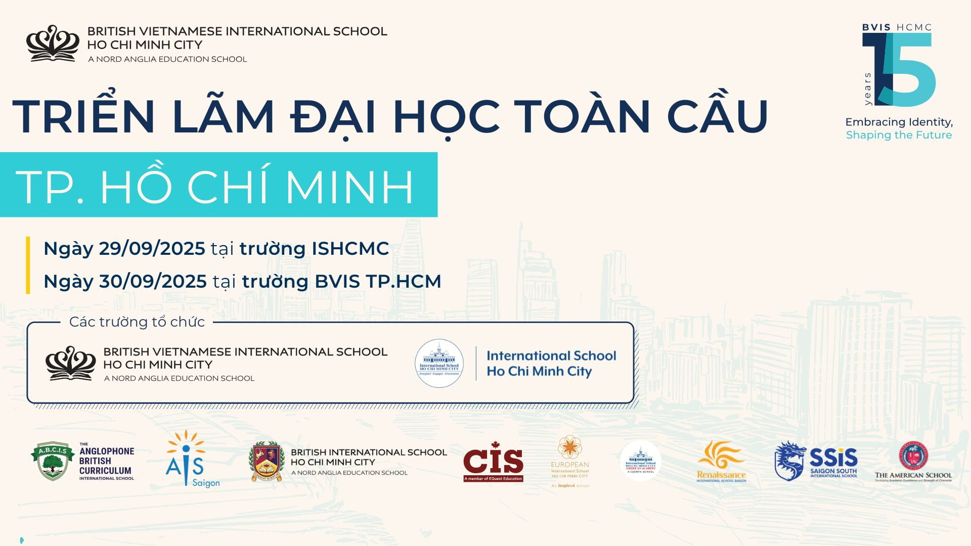Lưu lại lịch tháng 9 này: BVIS TP.HCM tổ chức Triển lãm Đại học Toàn cầu 2025 - Save the Date This September BVIS HCMC to Host the Global University Fairs 2025