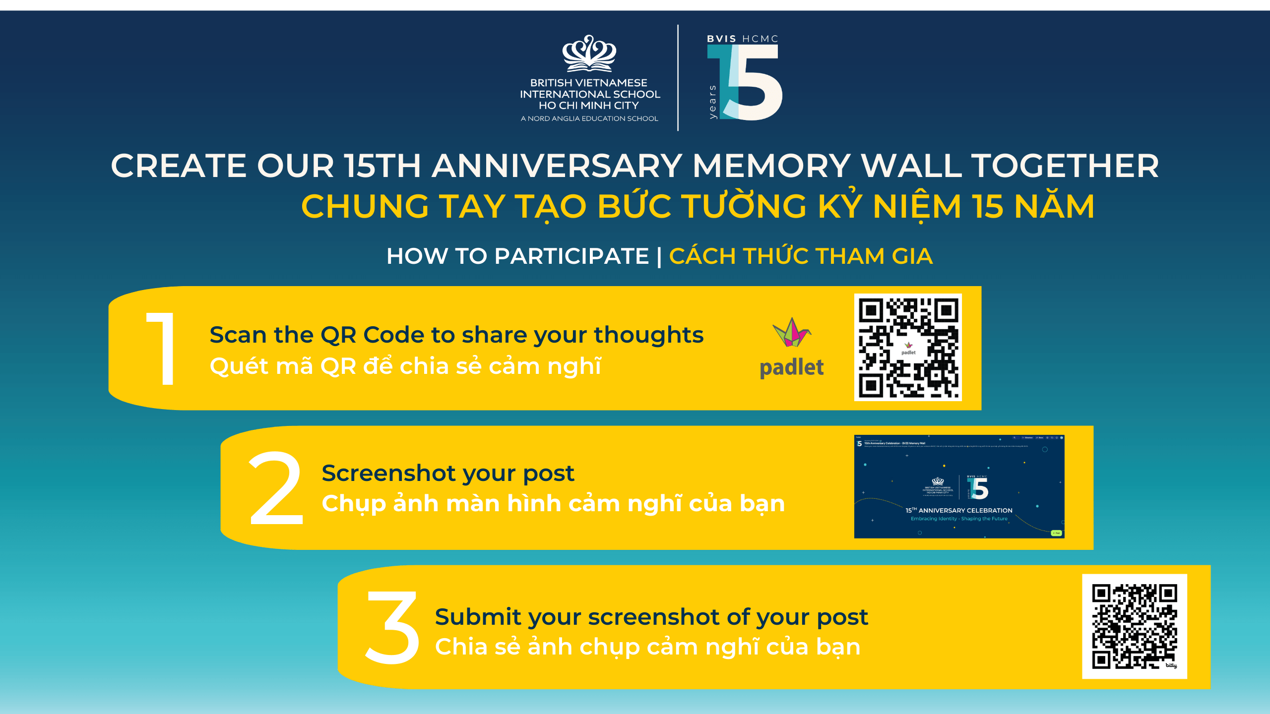 Kỷ niệm 15 năm thành lập – Cùng thể hiện tình yêu đến BVIS ngay hôm nay!   - 15th Anniversary Celebration Share Your Love for BVIS Today