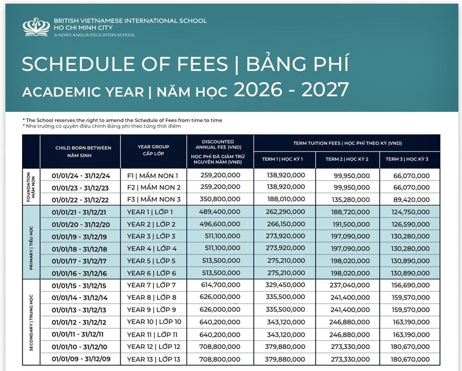 international school's tuition fees 26-27