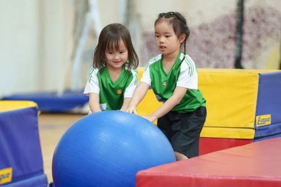 Children working together during a collaborative activity