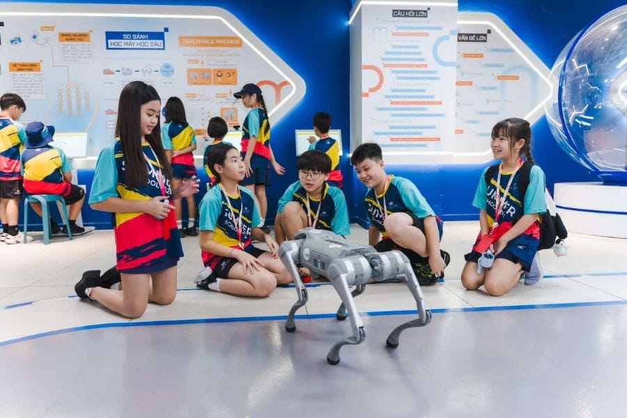 Students exploring AI and robotics through hands-on experiences