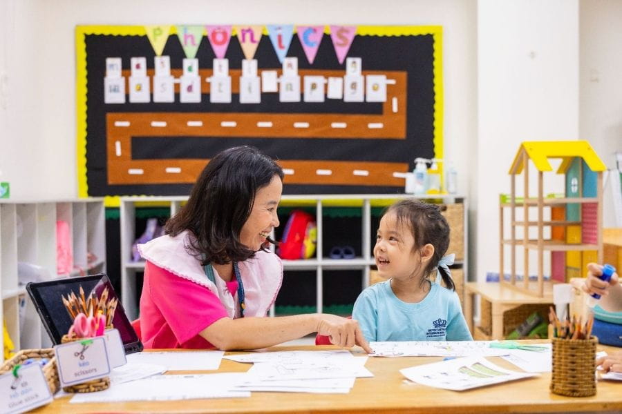 Teacher encouraging students to share their ideas and develop critical thinking skills