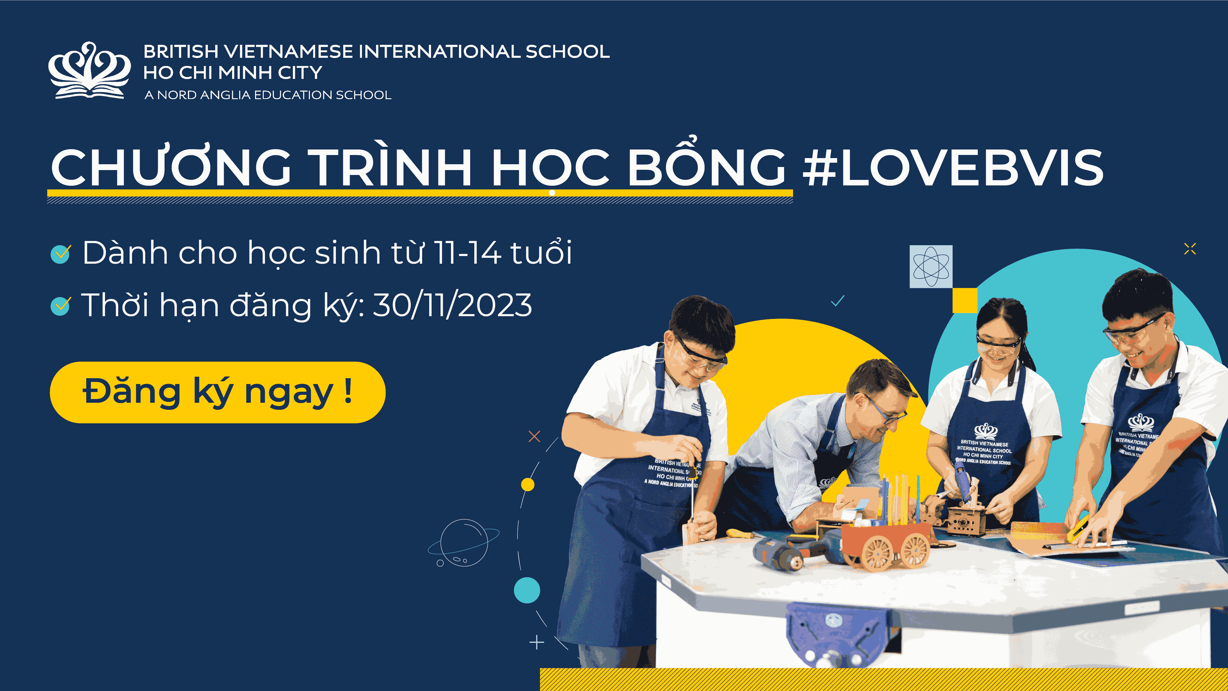 Chương trình Học bổng khối Trung học Trường BVIS TP.HCM năm học 2023-2024 - BVIS HCMC Secondary Merit Scholarship Programme 2023-2024