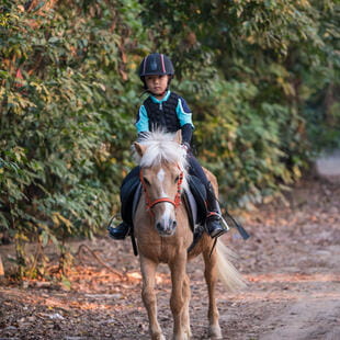 Student riding a horse
