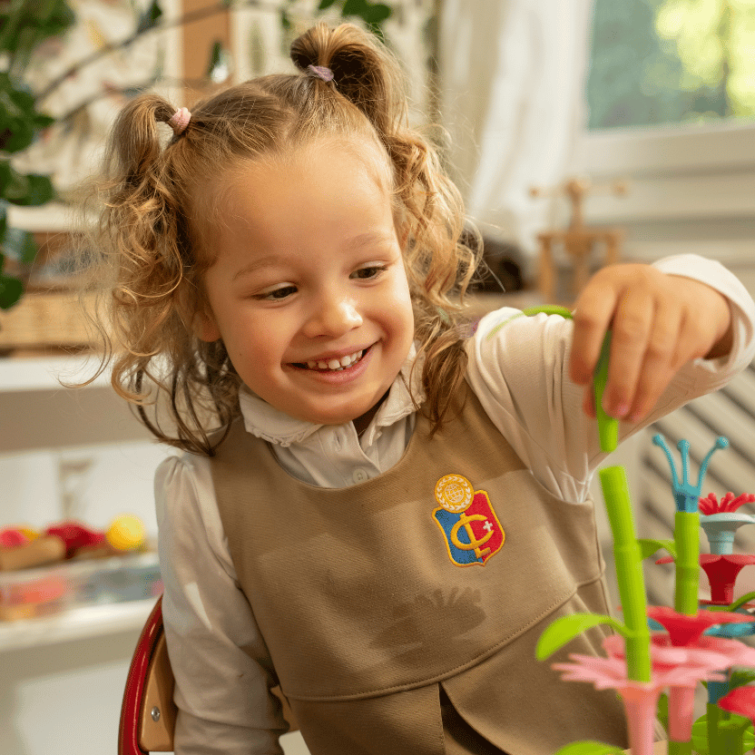 Pre-school student playing
