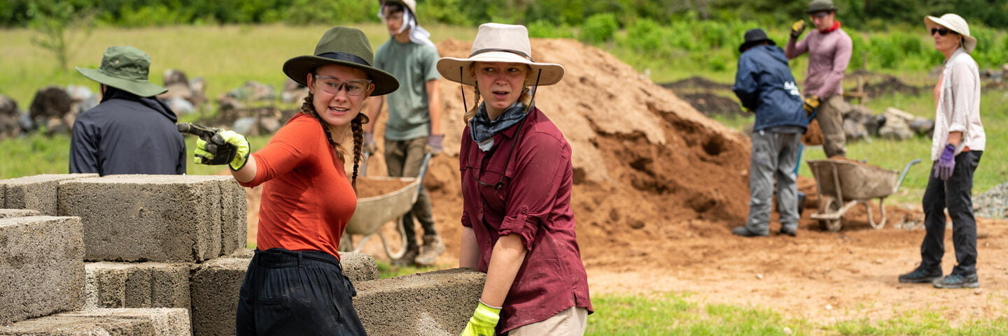 Group digging building foundations