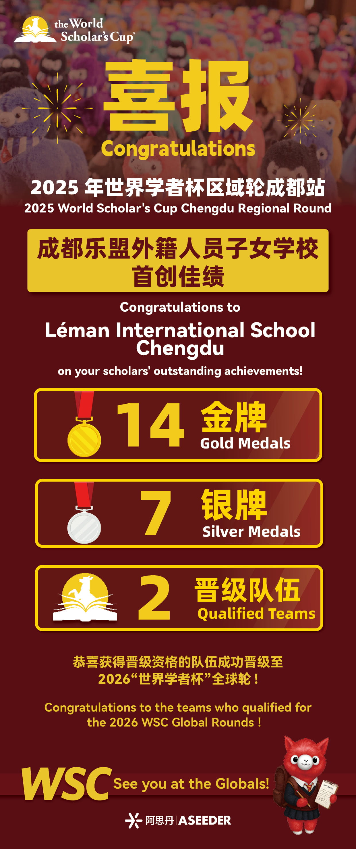 3 名学生,21 枚奖牌!乐盟成功晋级 WSC 全球赛阶段比赛。 - 3 Students 21 Medals Leman Qualifies for WSC Global Rounds