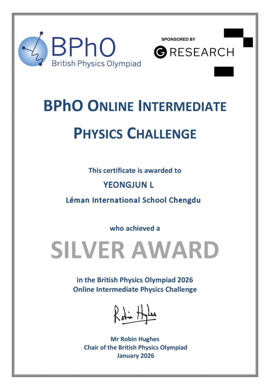乐盟学子闪耀全球物理与数学竞赛 - Students Shine in Global Physics and Mathematics Challenges