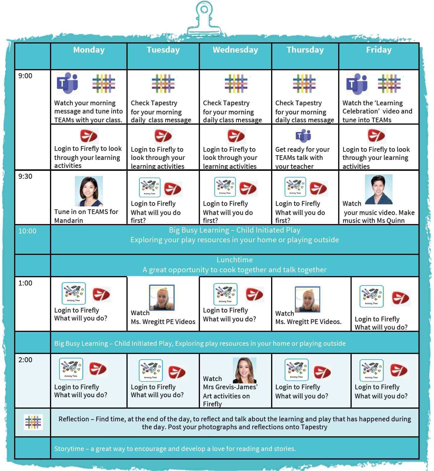 VSE early years timetable