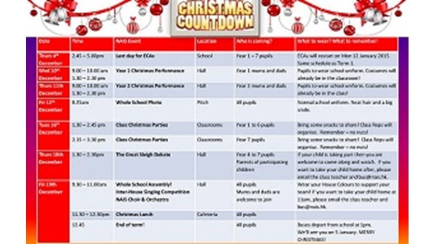 NAIS Count Down to Christmas  for parents  300x 160