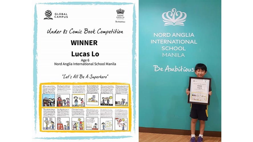 NAIS Manila Student Wins Global Campus Comic Book Competition | Nord Anglia International School Manila-nais-manila-student-wins-global-campus-comic-book-competition-lucas and cert