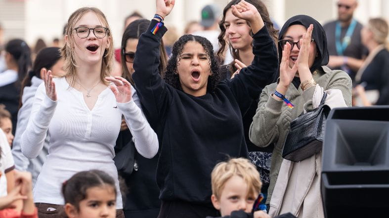 Students celebrating at the annual NAS Dubai NAStonbury festival