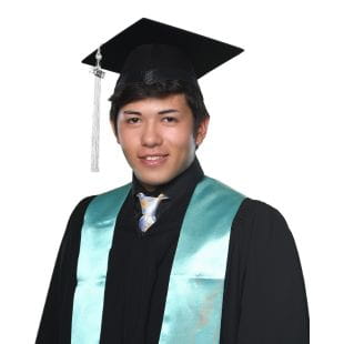 NAS Dubai Alumni in cap and gown with teal scarf