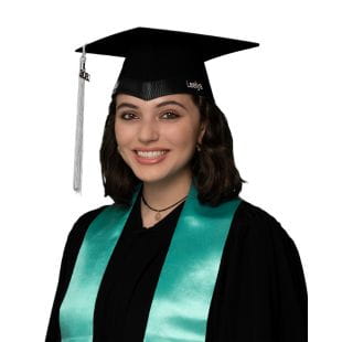 NAS Dubai Alumni in cap and gown with teal scarf