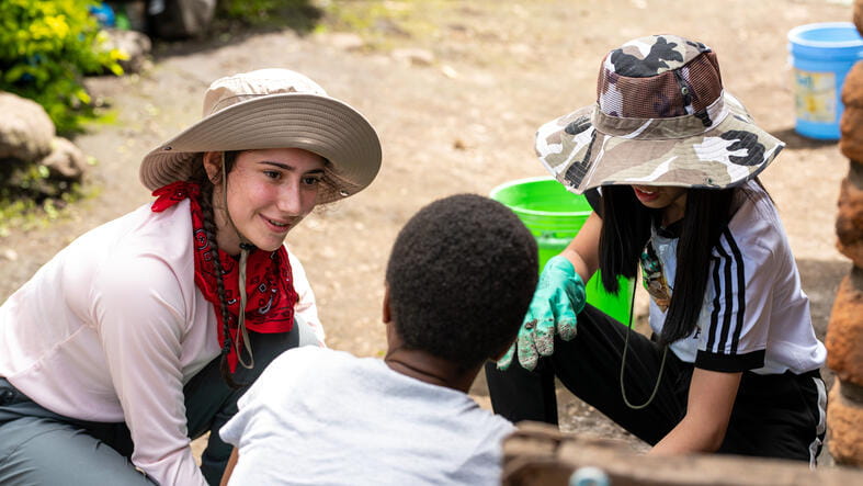 A student working on a social purpose project in Africa