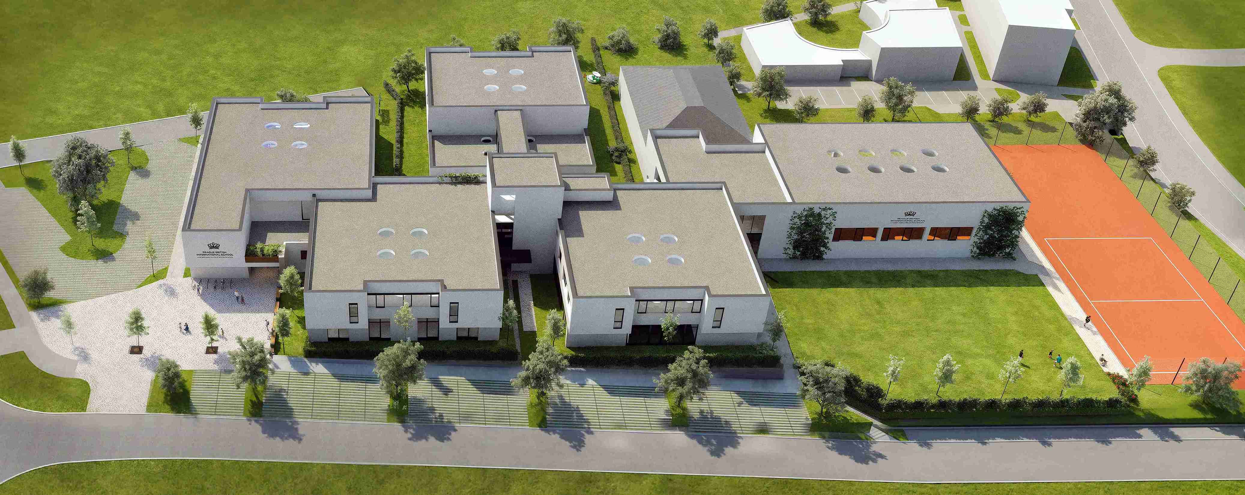 Vizualizace pohledu shora na budoucí kampus Prokop